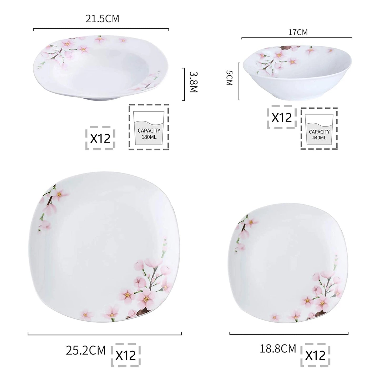 24/48 PCS Porcelain Ceramic Tableware Set