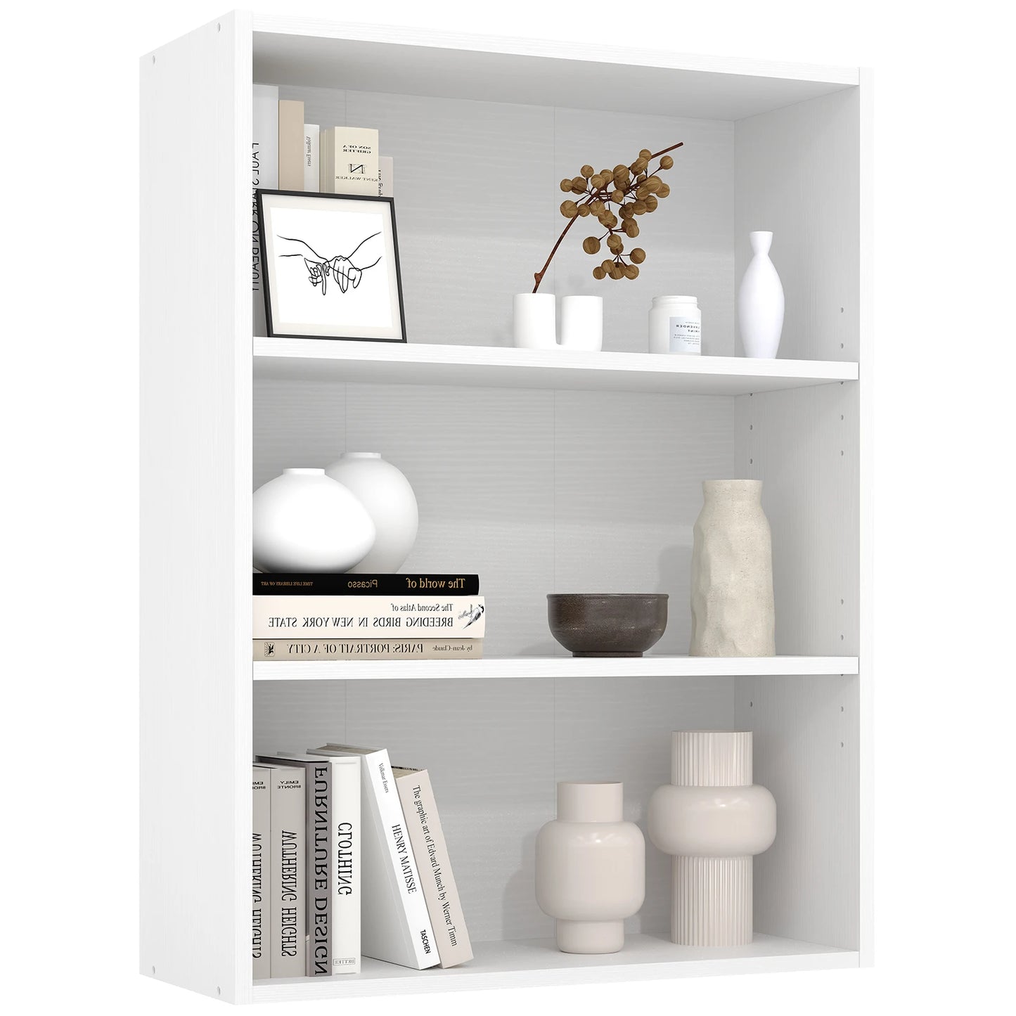 Wooden 3 Tiers Bookshelf Storage 31.5 Inch Tall