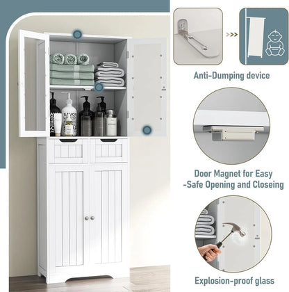 67" Tall Bathroom Storage Cabinet