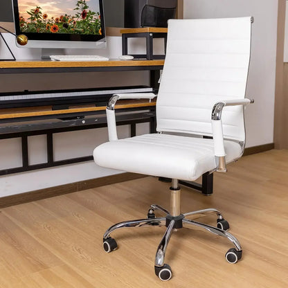 Office Chair, Ribbed Leather, Ergonomic, Adjustable