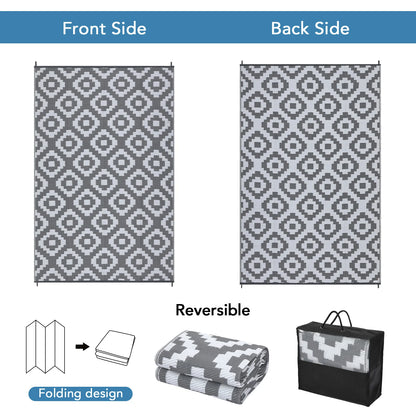 Outdoor Plastic Straw Rug, Waterproof, Reversible