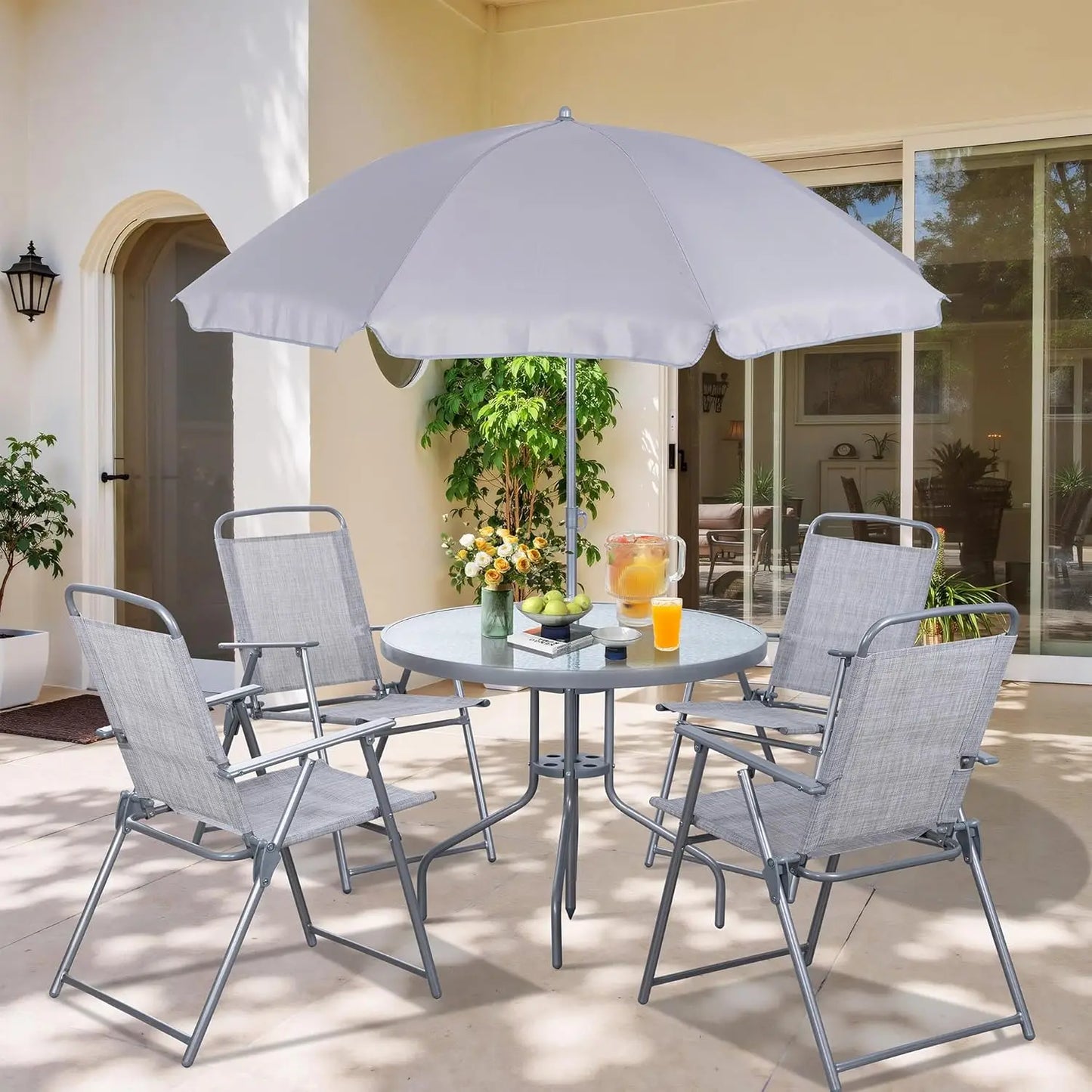 6 Pieces Folding Patio Dining Set