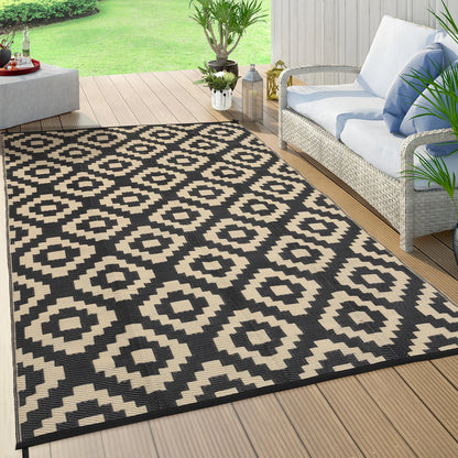 Outdoor Plastic Straw Rug, Waterproof, Reversible