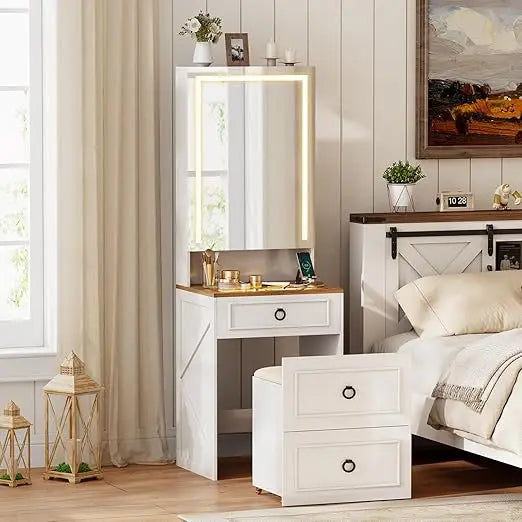Makeup Vanity Desk with Mirror and Lights