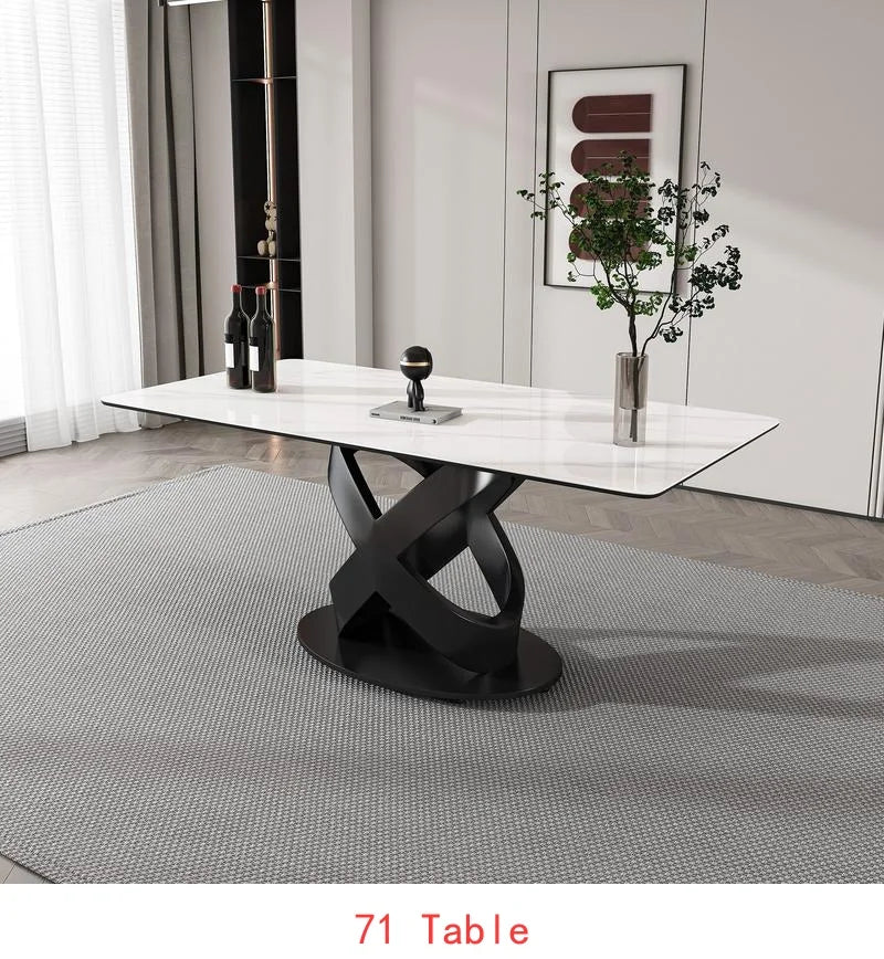 Dining Table with Stone Top and Steel Base