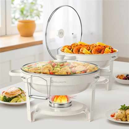 2/4Pack 5QT Fully Coated Round Chafing Dishes