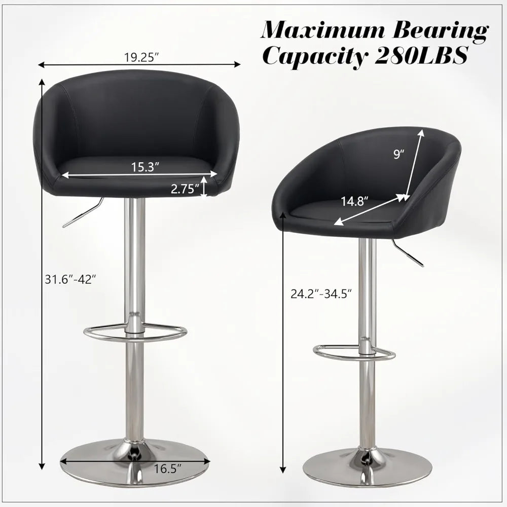 4 Modern PU Leather Swivel Barstools