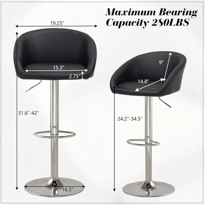 4 Modern PU Leather Swivel Barstools