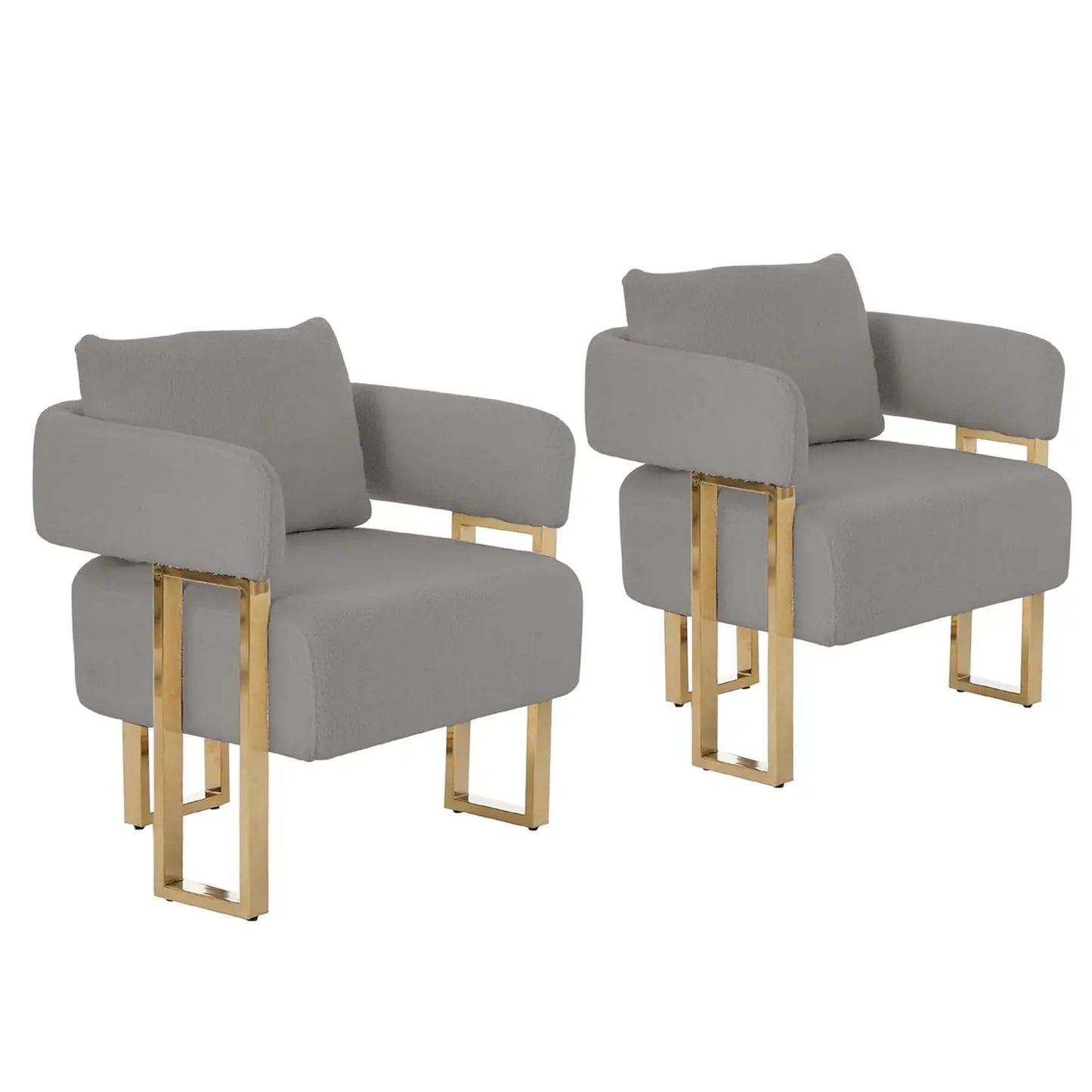 Modern Barrel Accent 2pcs Chairs, Upholstered