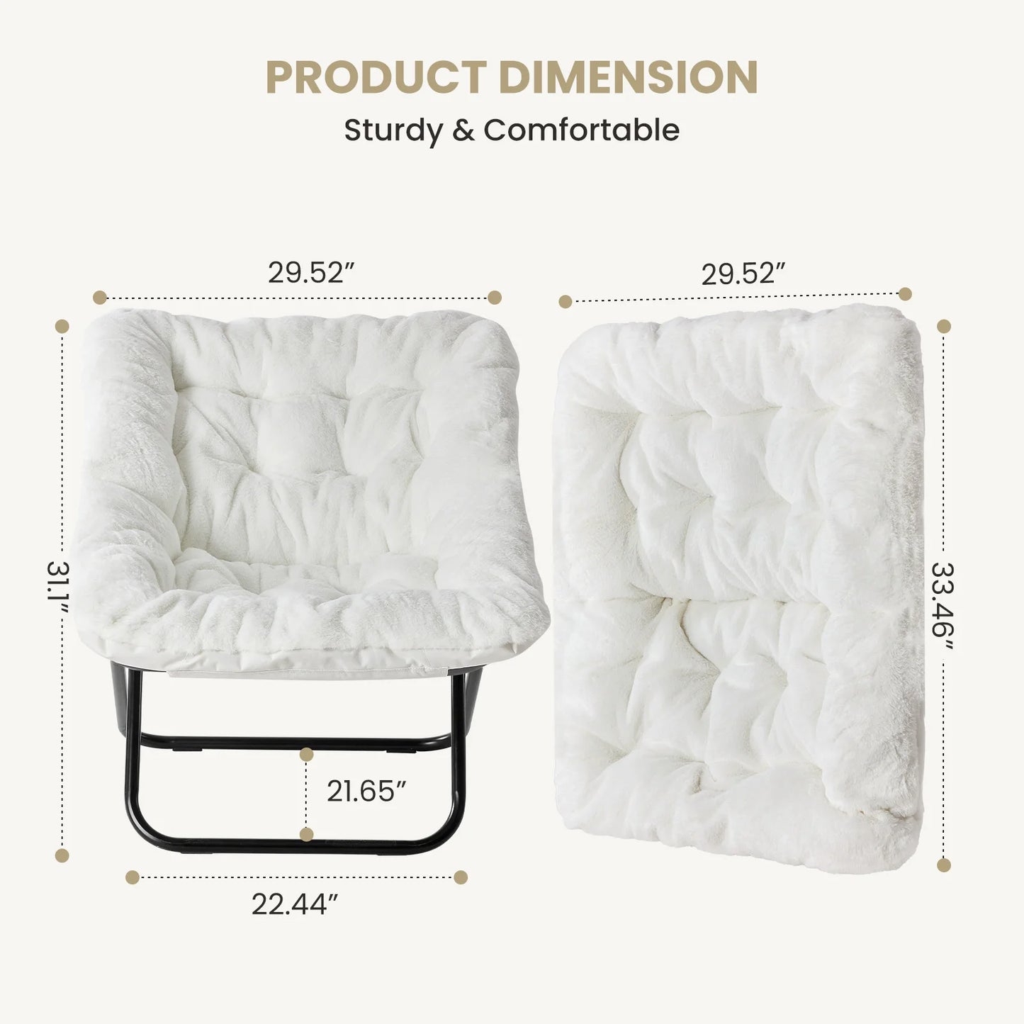 Cozy Saucer Folding Chairs Soft Faux Fur