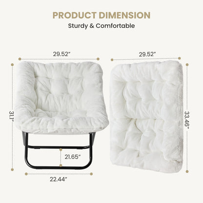 Cozy Saucer Folding Chairs Soft Faux Fur