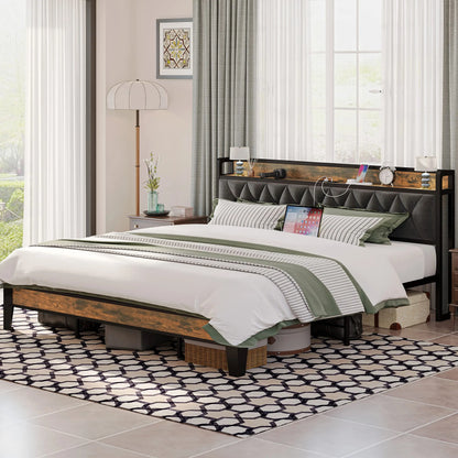Twin/TwinXL/Full/Queen/King/CaliforniaKing Bed Frames, Storage Headboard