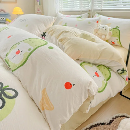 3pcs Duvet Cover Set Cartoon Strawberry Print